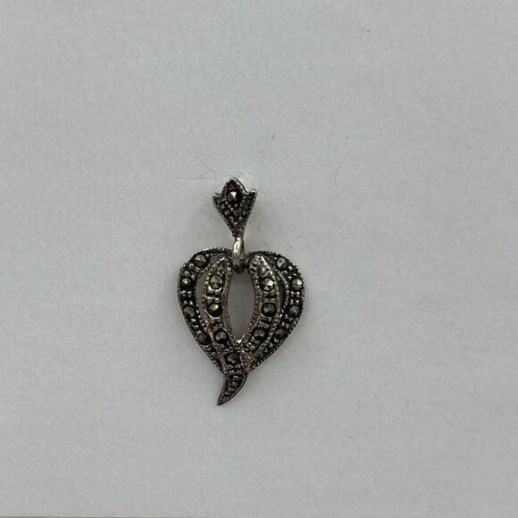 Sterling silver black rhinestone earrings 925 - Picture 2 of 2